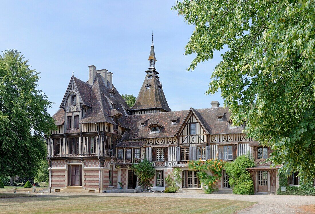 Frankreich, Seine-Maritime (76), Saint-Pierre-de-Maurieville, Manoir de Villers (Luftaufnahme)