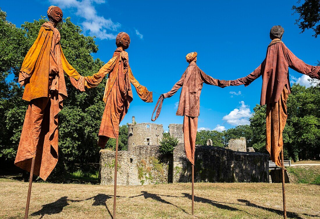 France, Loire-Atlantique, Briere Regional Natural Park, Herbignac, Ranrouet medieval castle, exhibition of the visual artist Guy Lorgeret\n