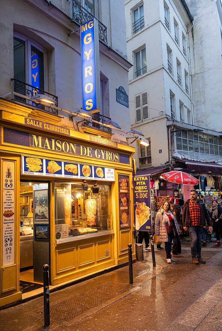 France, Paris, Quartier Latin, touristic restaurant, La Huchette street, Maison de Gyros\n