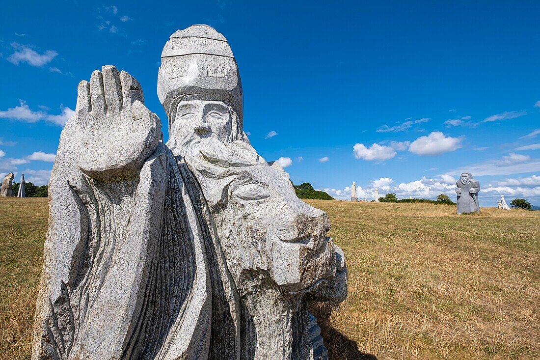 France, Cotes-d'Armor, Carnoet, the Valley of the Saints or Breton Easter Island, is an associative project of 1000 monumental sculptures carved in granite representing 1000 Breton saints\n