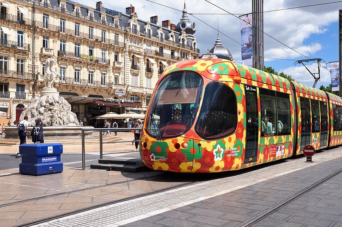 Frankreich, Herault, Montpellier, Comedie Place, Straßenbahnanleger