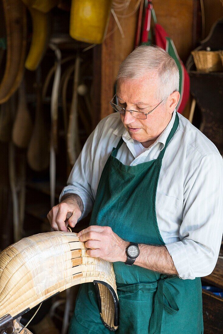 France, Pyrenees Atlantiques, Basque Country, Basque Country, Biarritz, The Gonzales family is the last family to make gloves of cesta punta in France\n