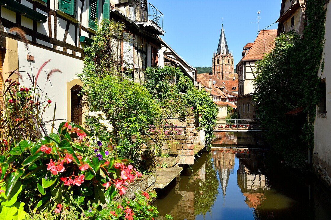 France, Bas Rhin, Outre Foret (Northern Alsace), Wissembourg, the little Venice and Saint-Pierre-Saint-Paul church\n