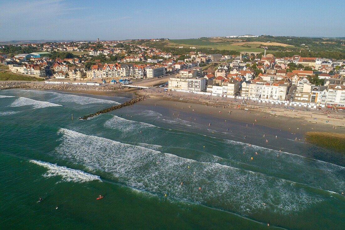 France, Pas de Calais, Cote d'Opale, Wimereux (aerial view)\n