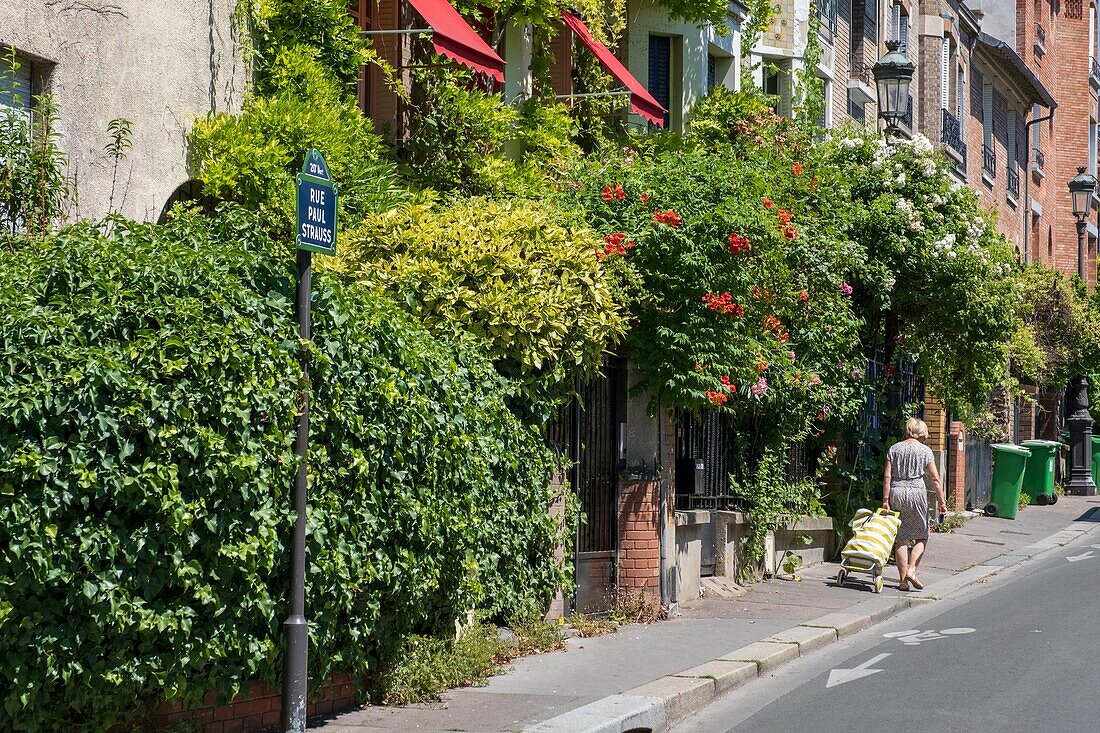 France, Paris, La Campagne a Paris, houses with garden in the heart of the city, Jules Siegfried street\n