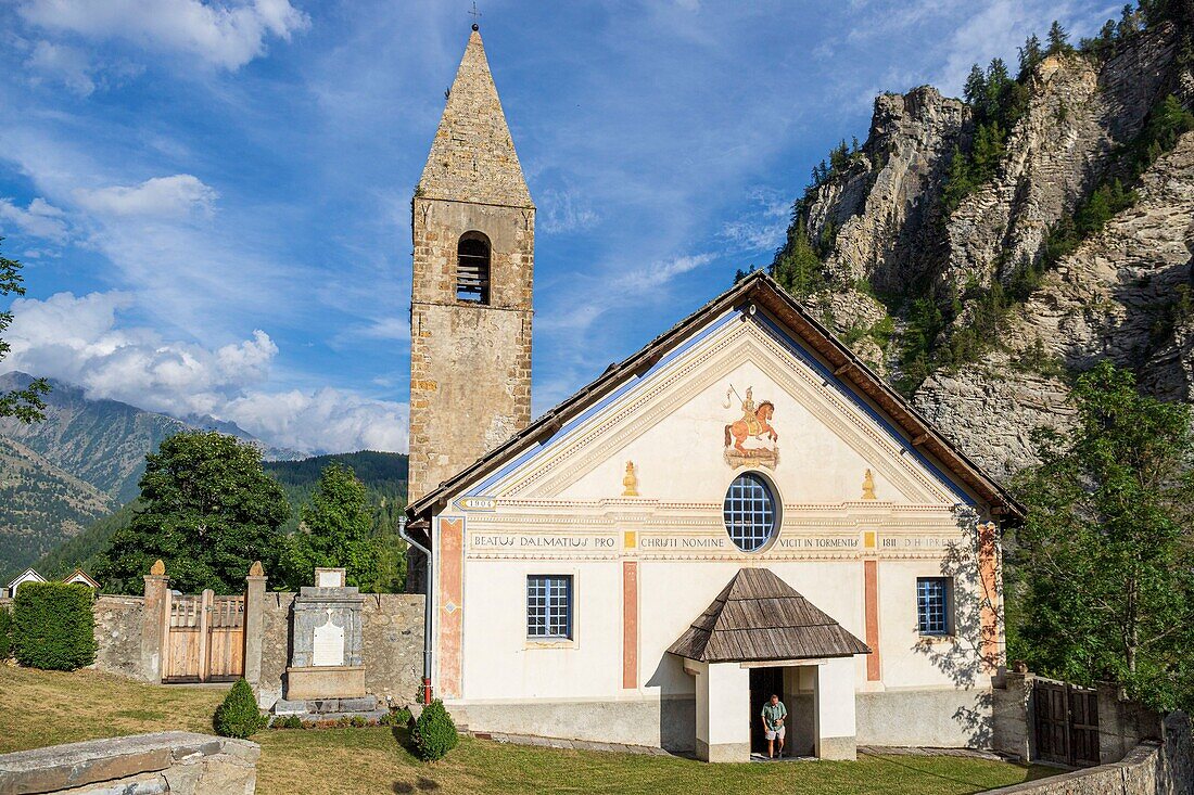 Frankreich, Alpes-Maritimes, Nationalpark Mercantour, Tinée-Tal, Saint-Dalmas-le-Selvage, Pfarrkirche Saint-Dalmas