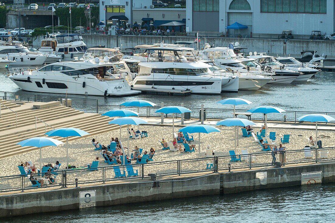 Canada, Quebec, Montreal, beach after the Clock Wharf at the Old Port of Montreal\n