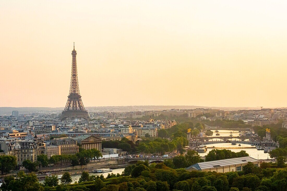 France, Paris, the banks of the Seine and the Eiffel Tower\n