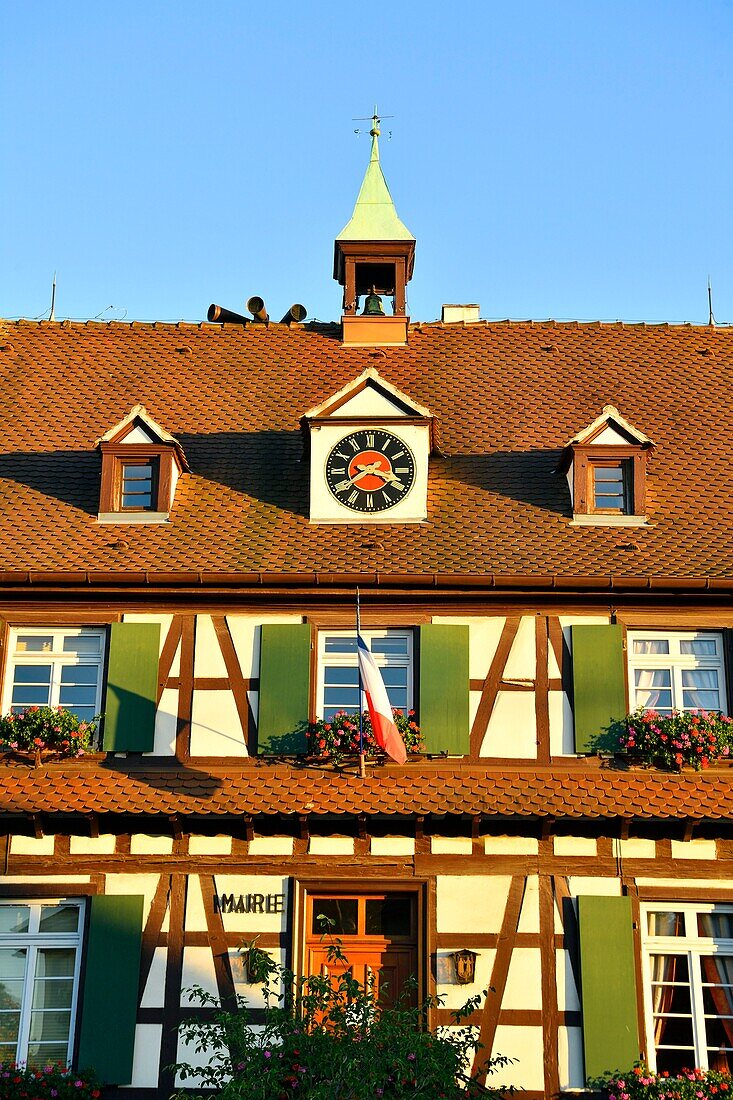 Frankreich, Bas Rhin, Gambsheim, Rathaus, elsässisches Fachwerkhaus