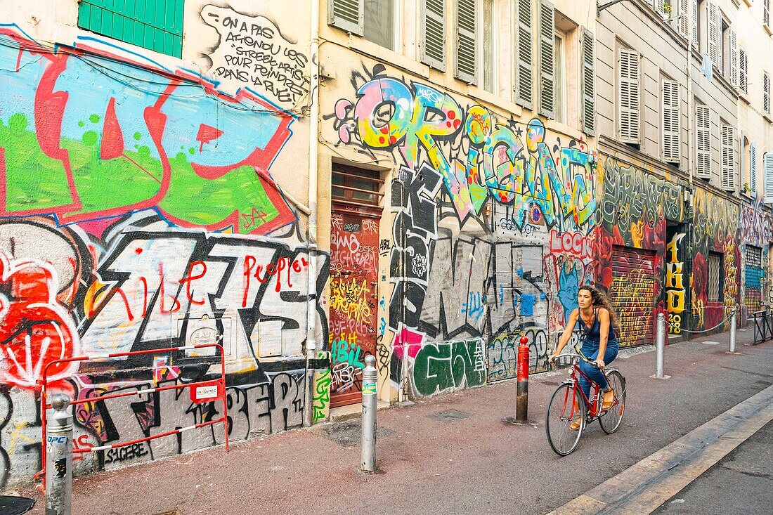 Frankreich, Bouches du Rhone, Marseille, Cours Julien, Rue des Trois Rois, Straßenkunst