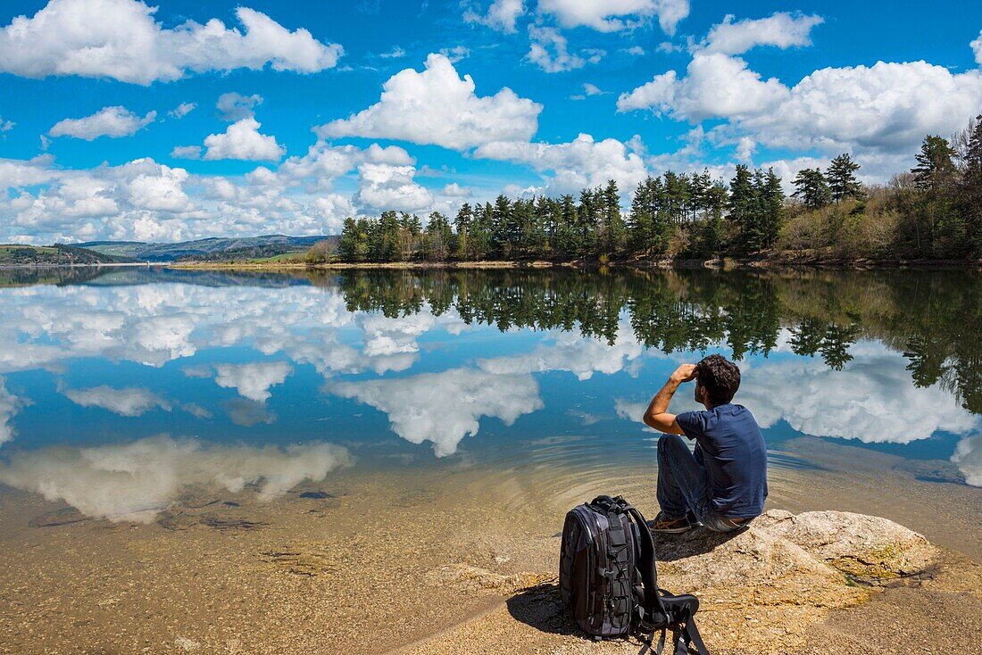 Frankreich, Lozere, Langogne, Lac de Naussac