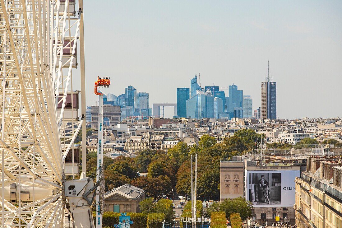 Frankreich, Paris, der Jahrmarkt der Tuilerien, das Riesenrad und das Viertel La Defense