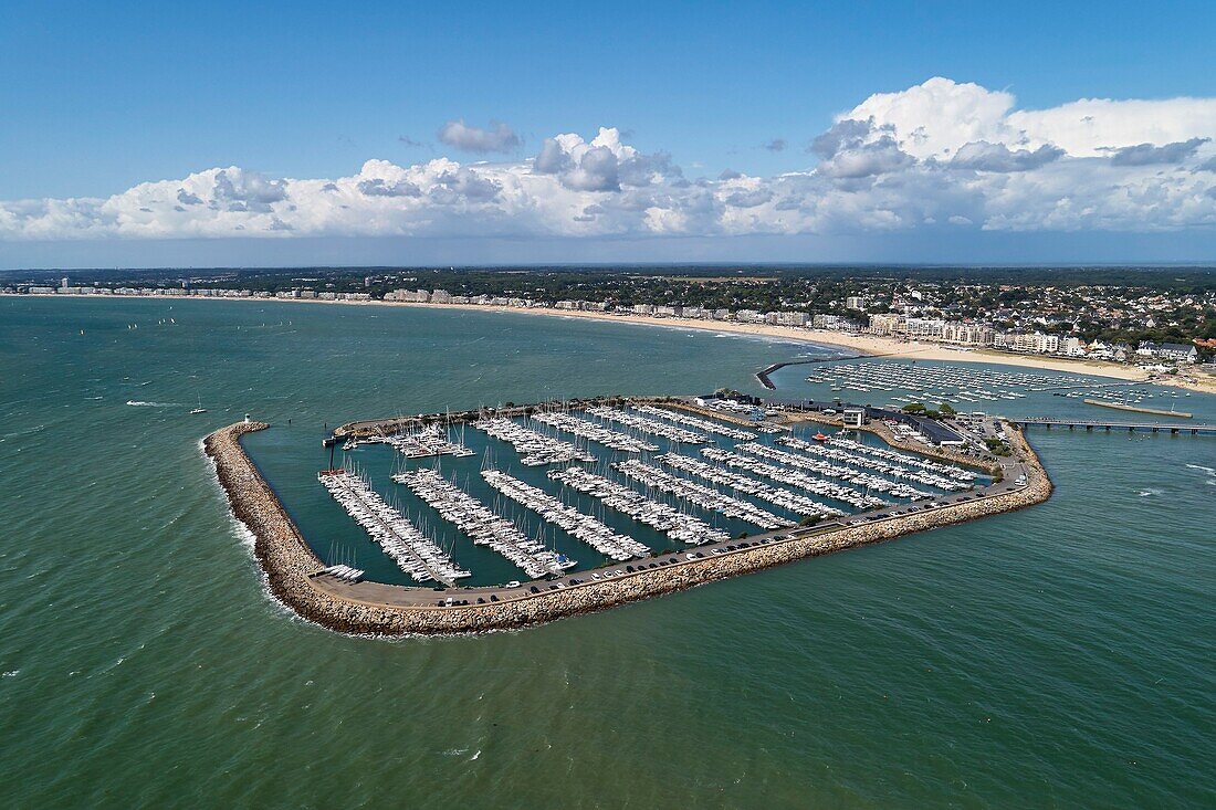 France, Loire Atlantique, Bay of Pouliguen, Pornichet, the marina (aerial view)\n