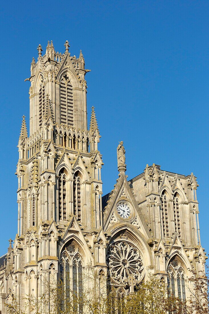 France, Meurthe et Moselle, Nancy, facade of 19th century Saint Pierre church in neo gothic style\n