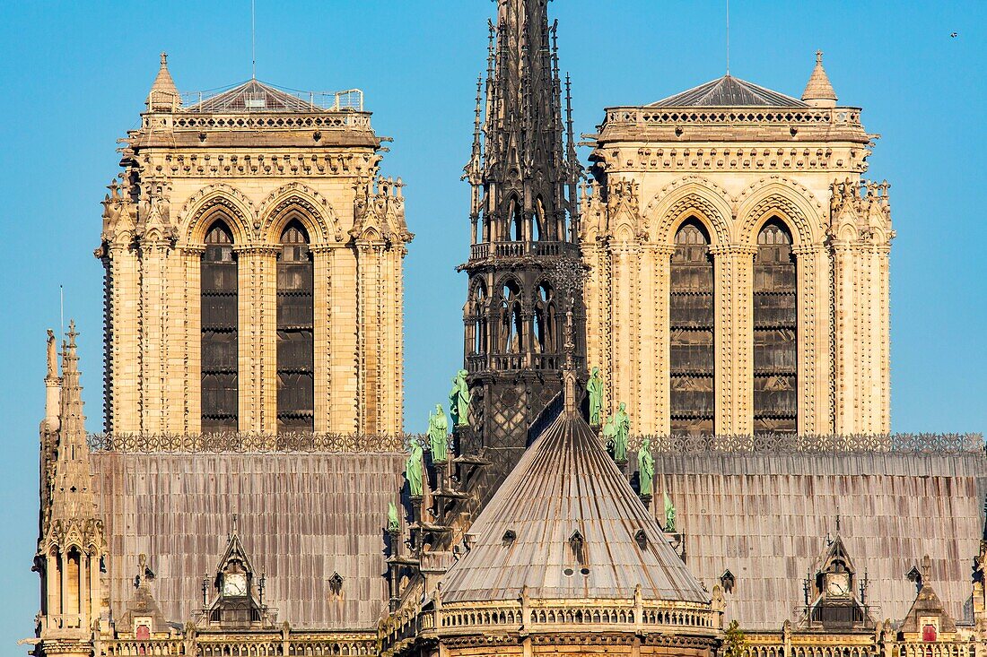 France, Paris, area listed as World Heritage by UNESCO, Ile de la Cite, Notre Dame Cathedral\n