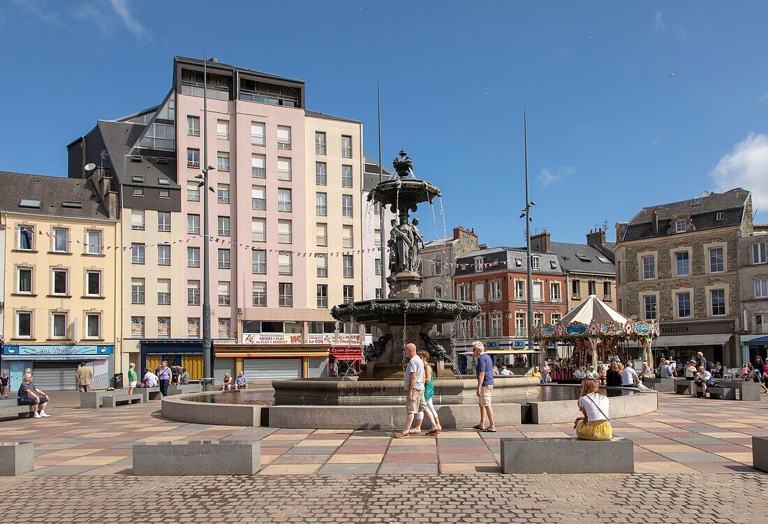 France, Manche, Cotentin, Cherbourg, place du General de Gaulle, fountain Mouchel by the architect Gaston Gutelle\n