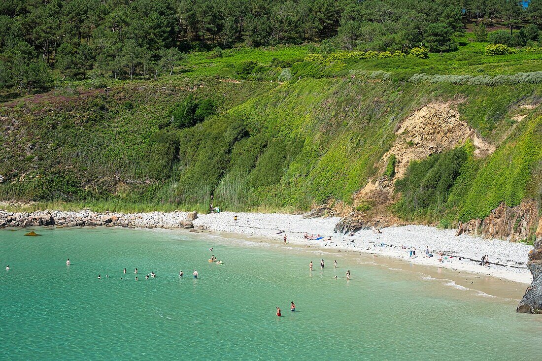 Frankreich, Finistere, Regionaler Naturpark Armorica, Halbinsel Crozon, Telgruc-sur-Mer, Bucht von Trez Bihan