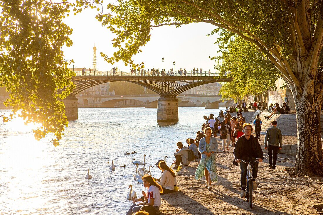 France, Paris, area listed as World Heritage by UNESCO, the quays and the Pont des Arts\n