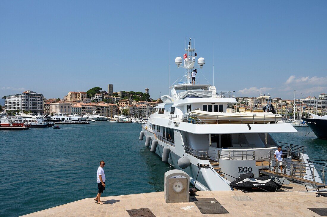 France, Alpes-Maritimes , Cannes, yacht in the harbour\n