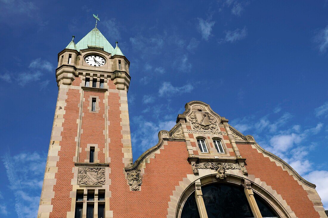 France, Haut Rhin, Colmar, railway station dating from 1906, the facade\n