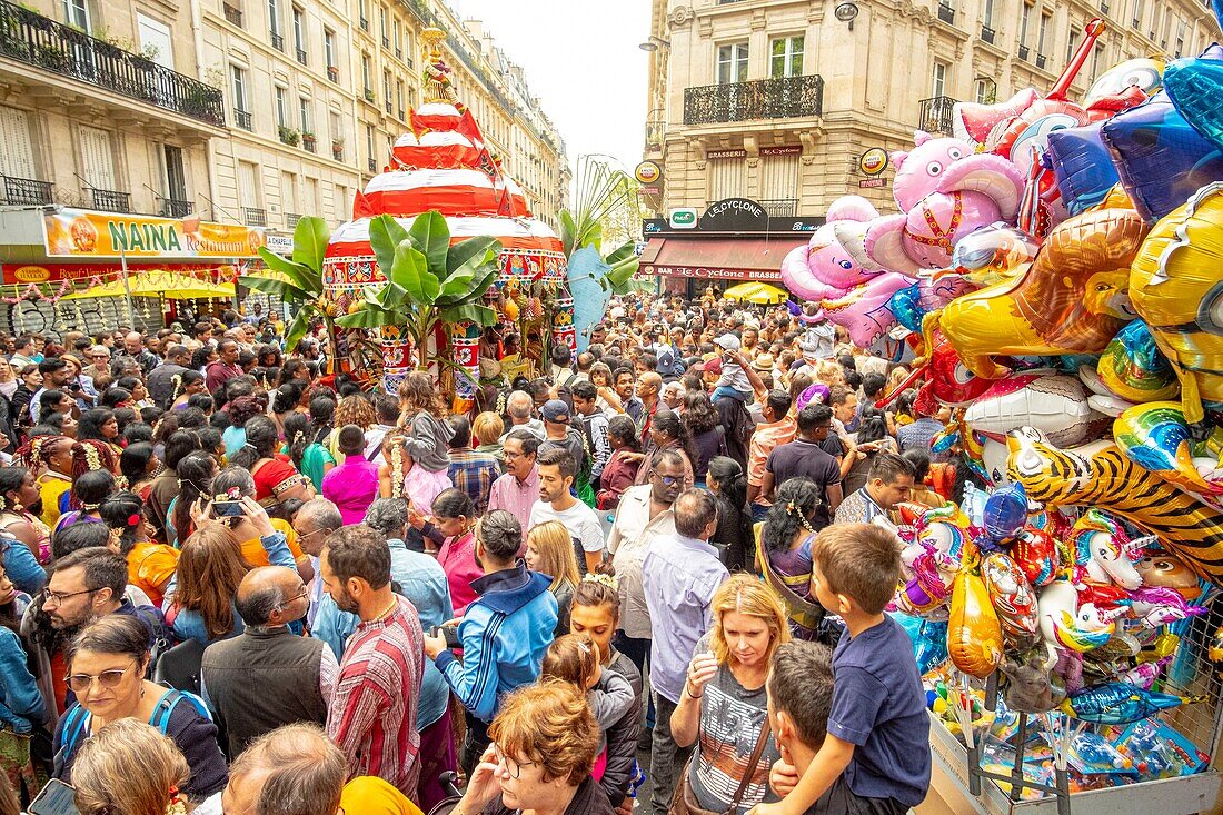 France, Paris, Ganesh Temple of Paris Sri Manicka Vinayakar Alayam, the Feast of the God Ganesh\n