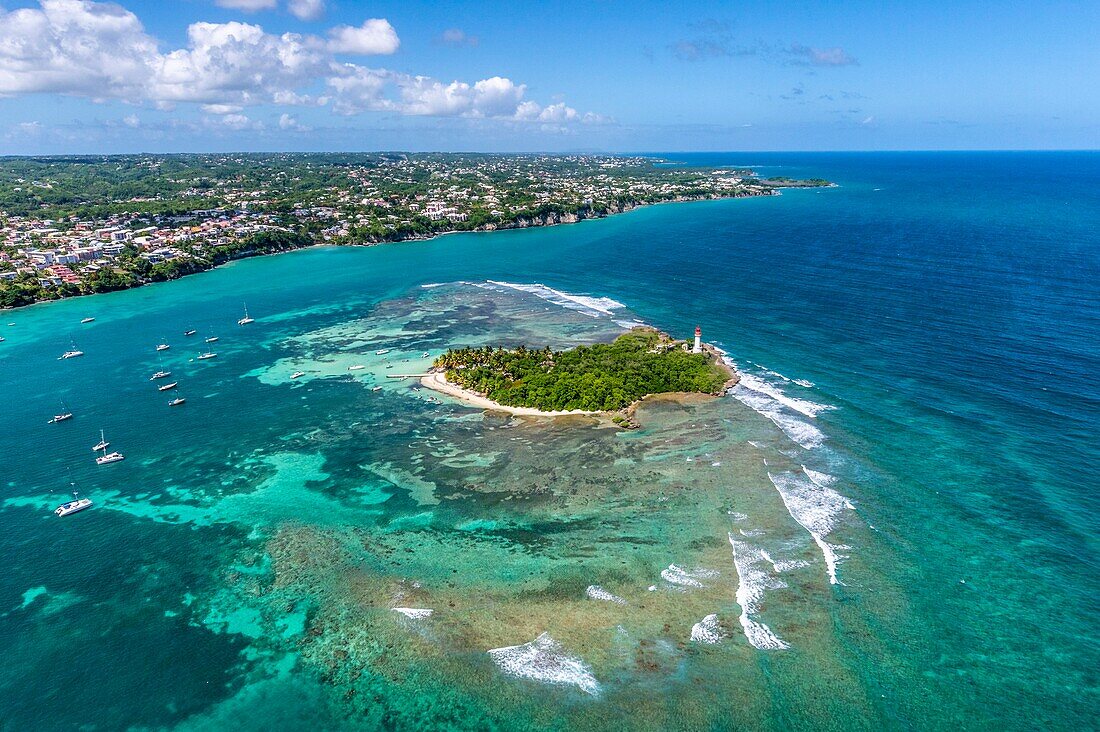 Frankreich, Karibik, Kleine Antillen, Guadeloupe, Grande-Terre, Le Gosier, Luftaufnahme der Insel Gosier