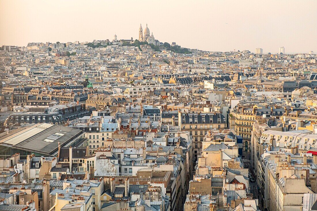 France, Paris, the rooftops of Paris in Zinc and the Sacred Heart\n