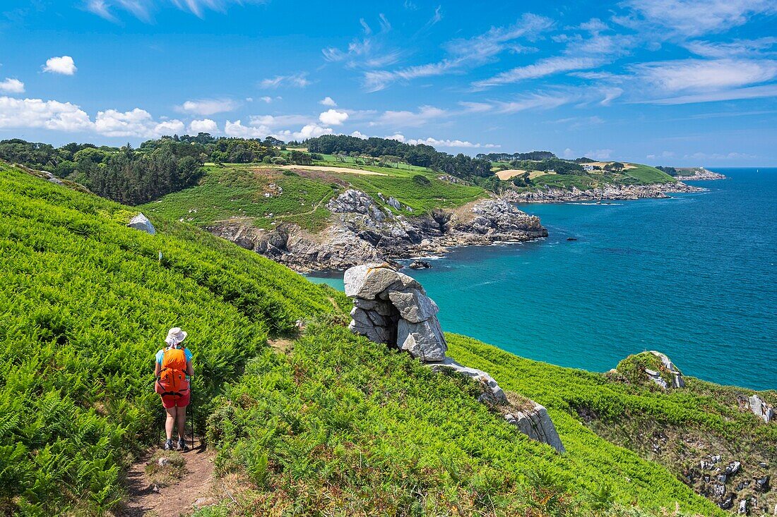 Frankreich, Finistere, Poullan-sur-Mer, der Wanderweg GR 34 oder Zollweg zwischen Pointe de la Jument und Pointe du Millier