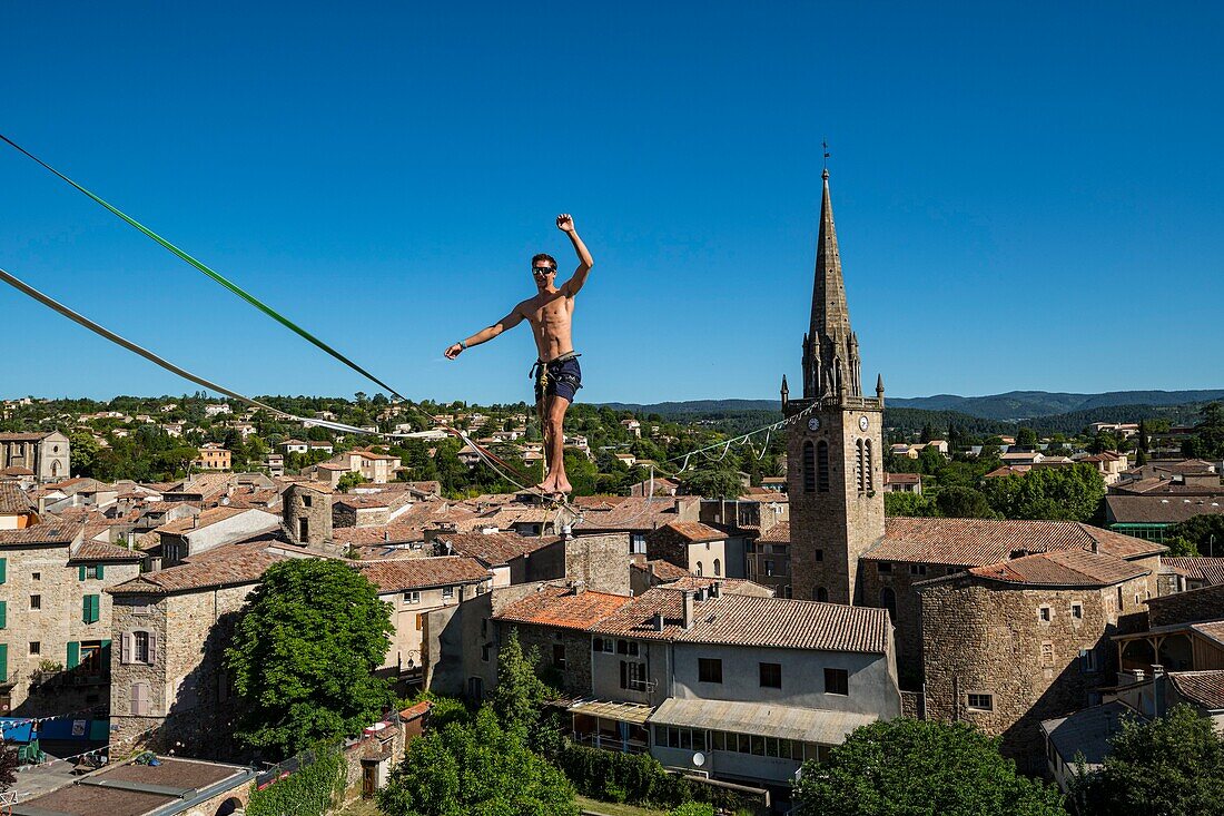 Frankreich, Ardeche, Les Vans, Ardeche Slackline Treffen