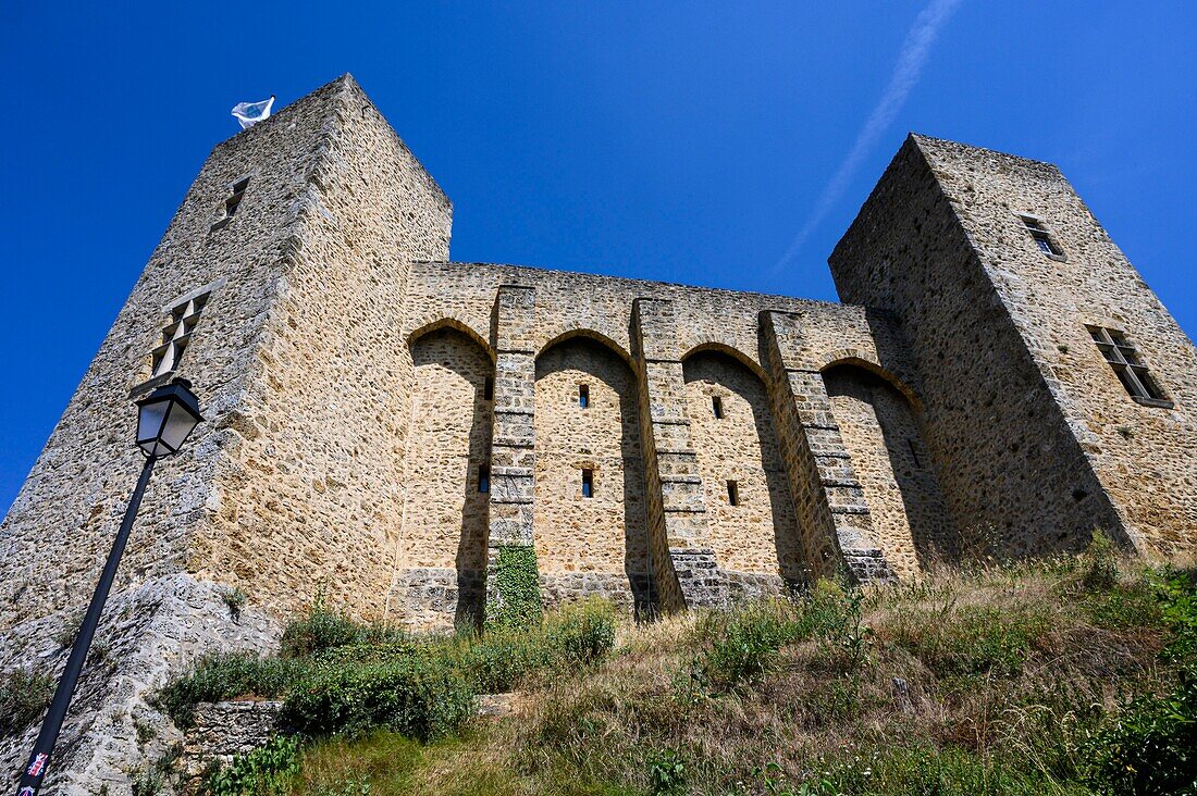 France, Yvelines, haute vallée de Chevreuse natural regional park, Chevreuse, Château de la Madeleine, battlements\n