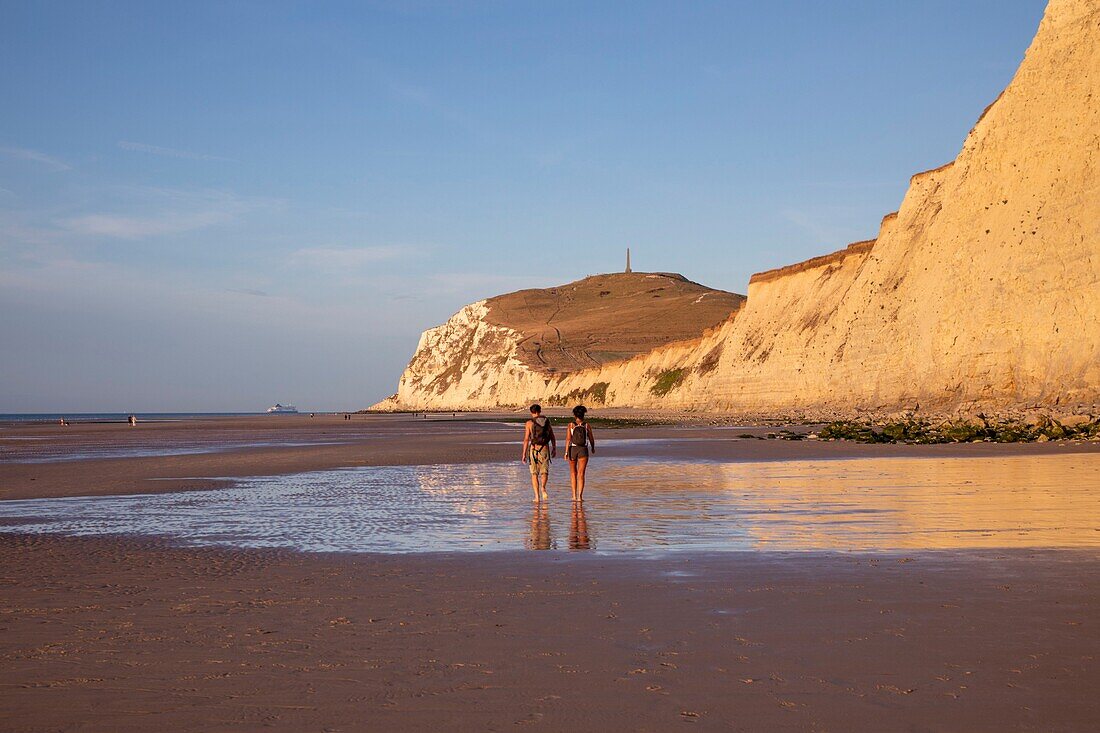 France, Pas de Calais, Cote d'Opale, Parc naturel regional des Caps et Marais d'Opale, Cap Blanc Nez, limestone cliffs\n