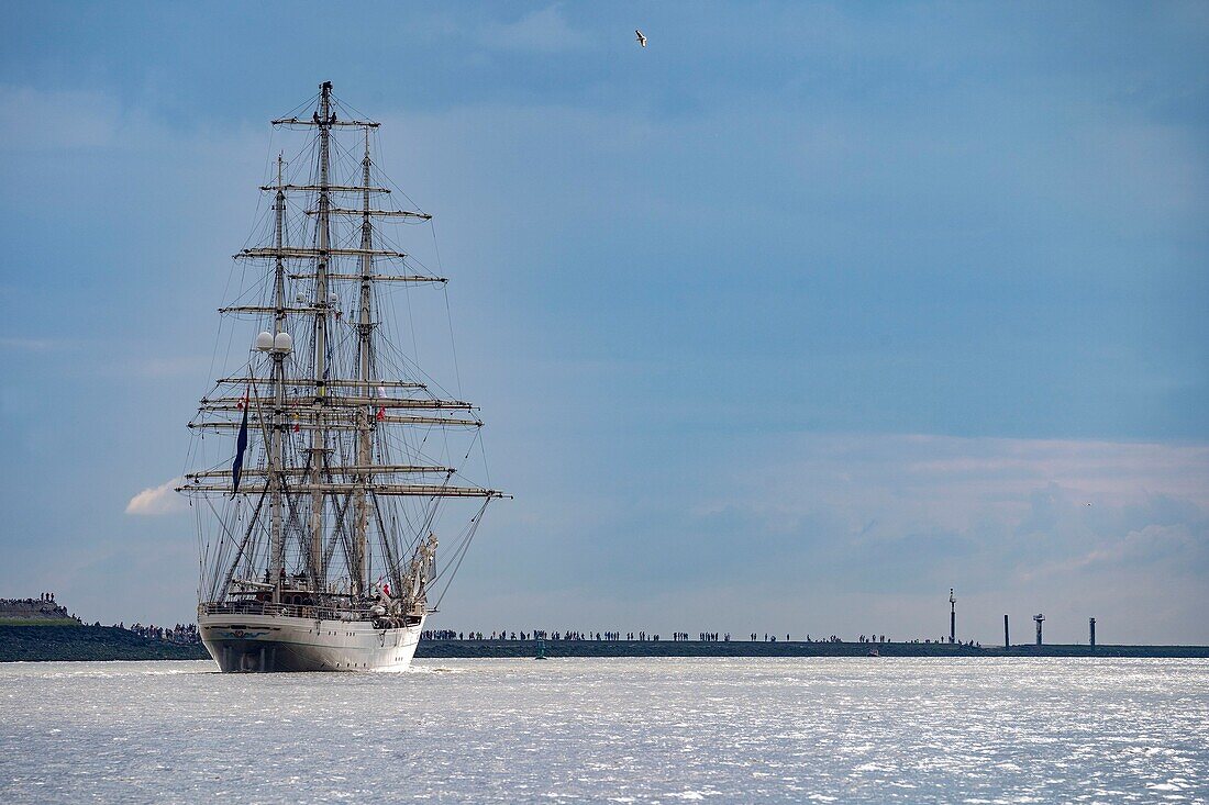 Frankreich, Calvados, Honfleur, Armada von Rouen 2019, Auslaufen von Shabab Oman II