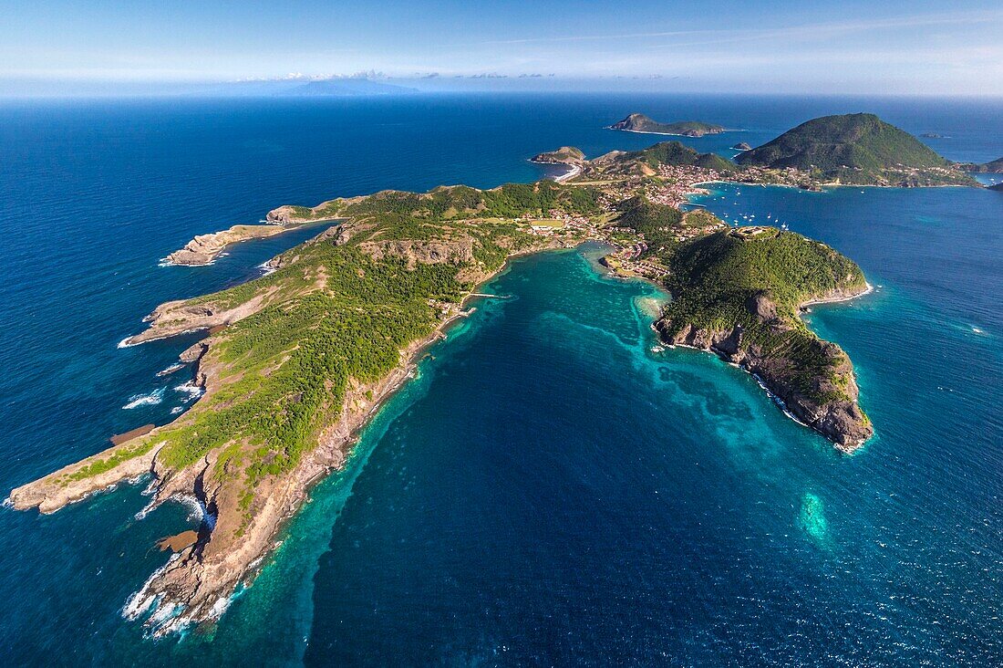 Guadeloupe, Les Saintes, Terre de Haut und Terre de Bas (Luftaufnahme)