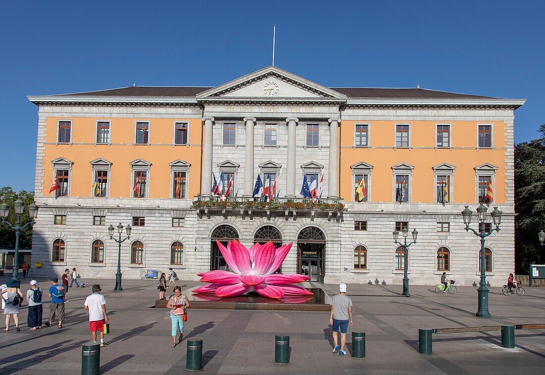 France, Haute Savoie, Annecy, city hall, installation Breathing Lotus Flower by Korean artist and designer Choi Jeong Hwa as part of Annecy Landscapes 2019\n