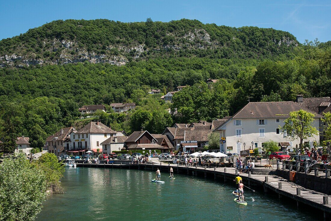 France, Savoie, Lake Bourget, Aix les Bains, Riviera of the Alps, the channel of Savieres crosses the pitoresque village of Chanaz\n