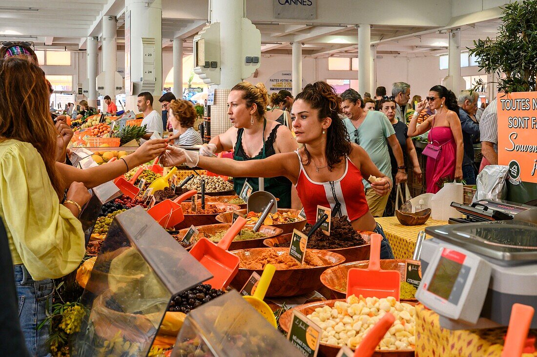 France, Alpes-Maritimes , Cannes, shop at Forville market\n