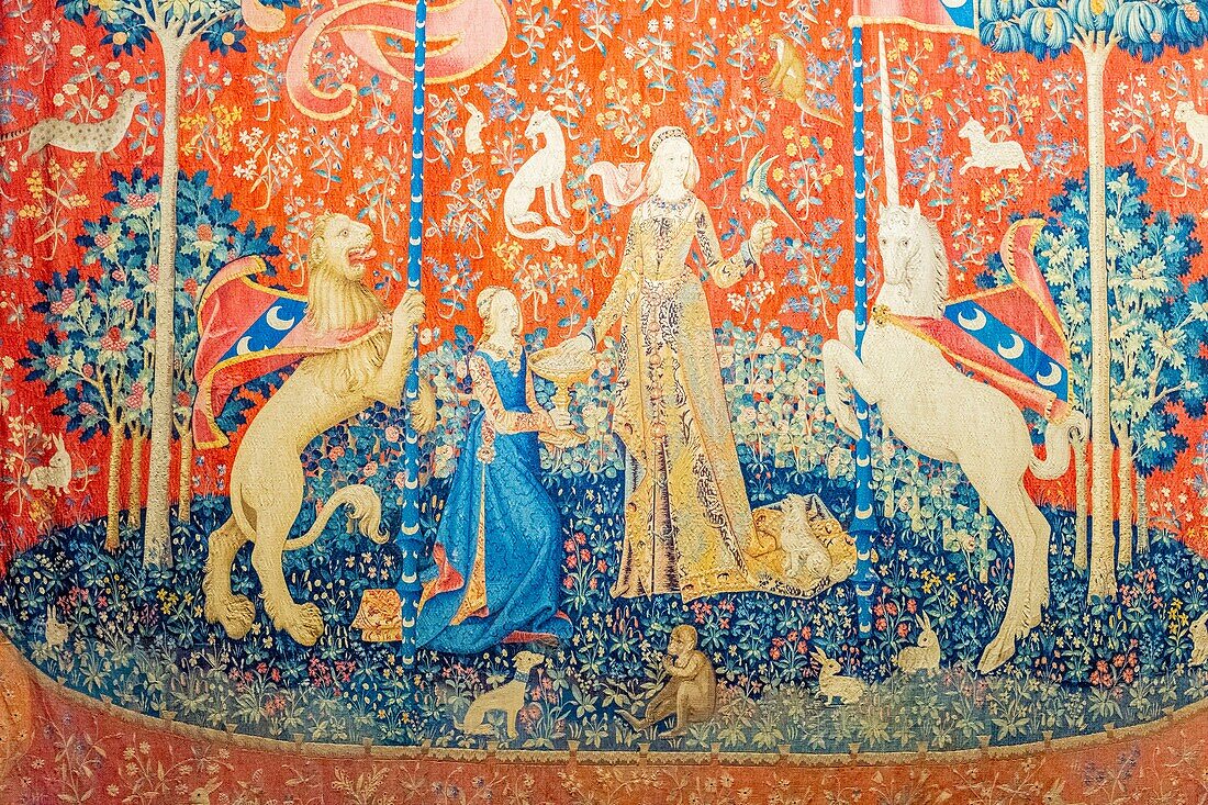 France, Paris, National museum of the Middle Ages-Cluny museum, Tapestries of the Lady with the Unicorn: The Taste\n