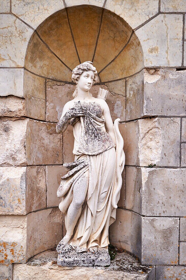France, Indre, Berry, Loire castles, Chateau de Valencay, Diana of Versaille (Artemis) statue\n