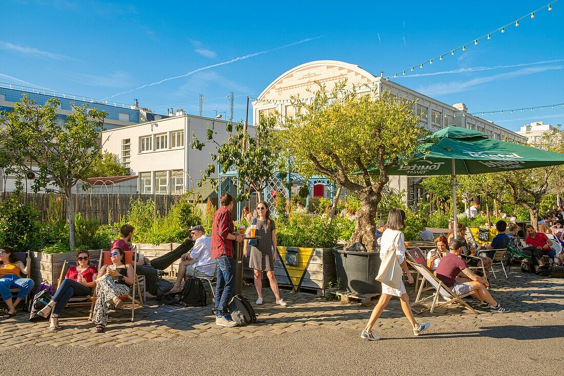 Frankreich, Paris, Ground Control Paris, Bar ephemere freie und kuriose Ausgabe 2019 in einem ehemaligen Lagerhaus SCNF, 81 rue du Charolais 75012