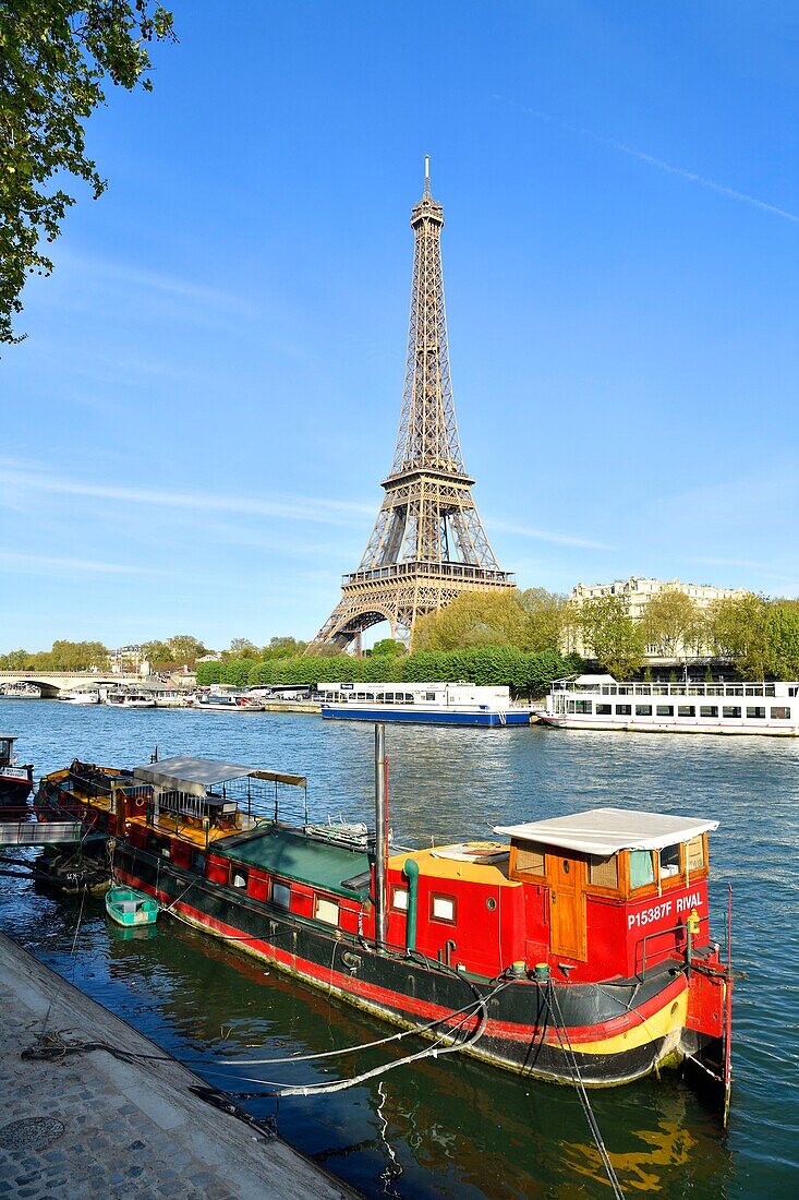 Frankreich, Paris, von der UNESCO zum Weltkulturerbe erklärtes Gebiet, die Ufer der Seine und der Eiffelturm