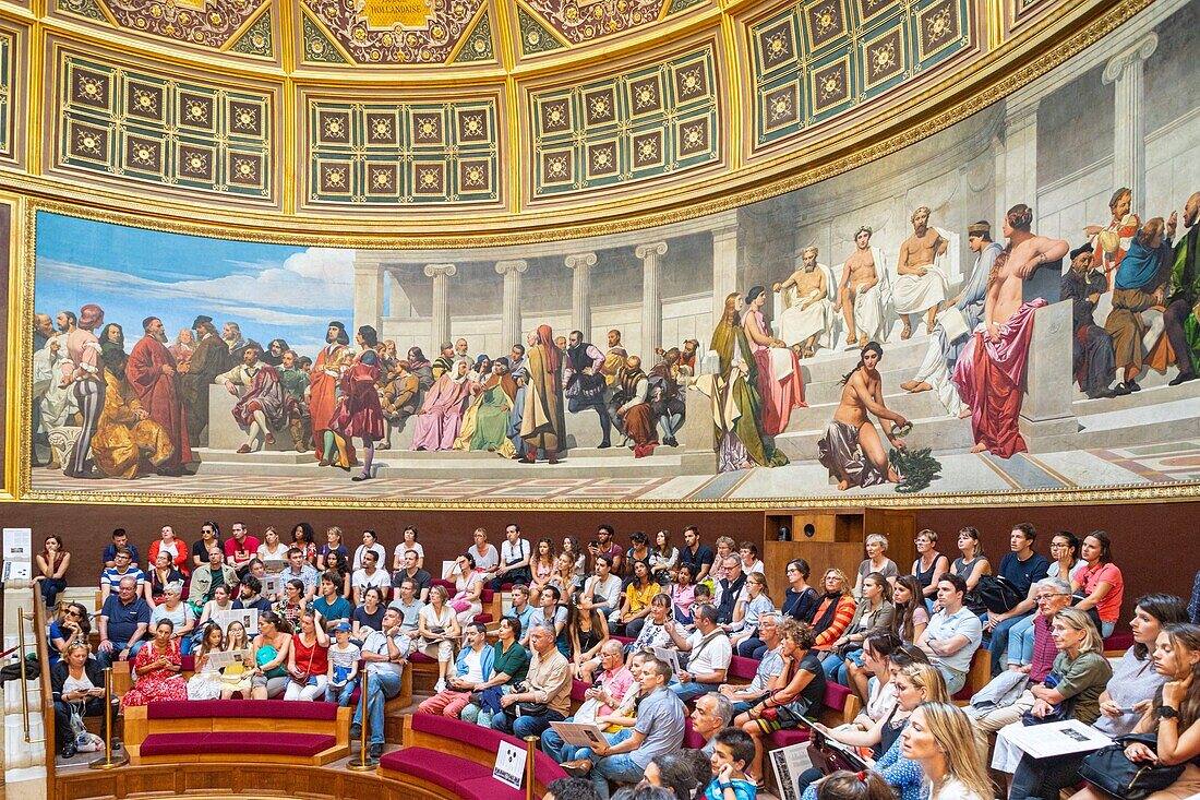 France, Paris, Heritage Days, the National School of Fine Arts, The Hemicycle of Fine Arts, fresco by Paul Delaroch in the amphitheater of honor\n