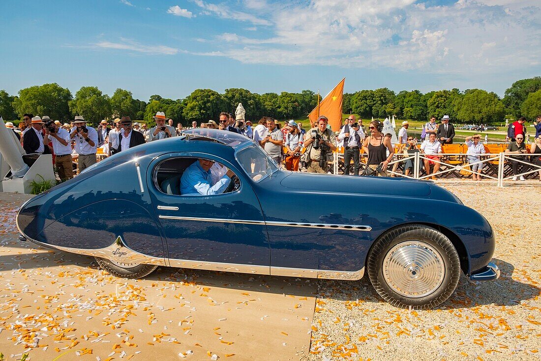 Frankreich, Oise, Chantilly, Chateau de Chantilly, 5. Auflage der Chantilly Arts & Elegance Richard Mille, ein Tag, der den Oldtimern und Sammlerstücken gewidmet ist, Best-of-Show (Nachkriegszeit), der Talbot Lago T26 Grand Sport Coupe