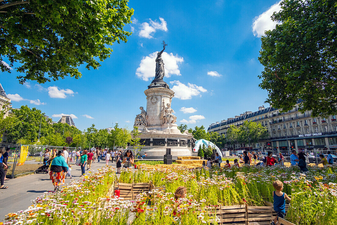 Frankreich, Paris, der Platz der Republik bepflanzt für die Veranstaltung Biodiversität 2019 vom 21. bis 24. Juni 2019 (Gad Weil)