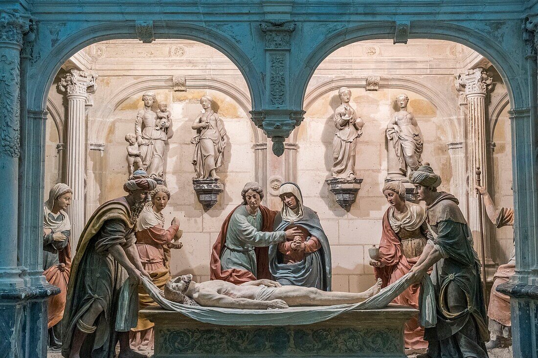 France, Cher, Bourges, Saint Etienne de Bourges Cathedral, listed as World Heritage by UNESCO, the Entombment of Christ\n