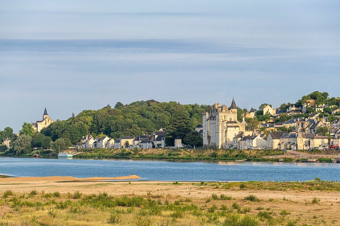 France, Maine-et-Loire, Loire Valley listed as World Heritage by UNESCO, Montsoreau, labelled Les Plus Beaux Villages de France (The Most Beautiful Villages of France), Montsoreau castle on the banks of the Loire river\n