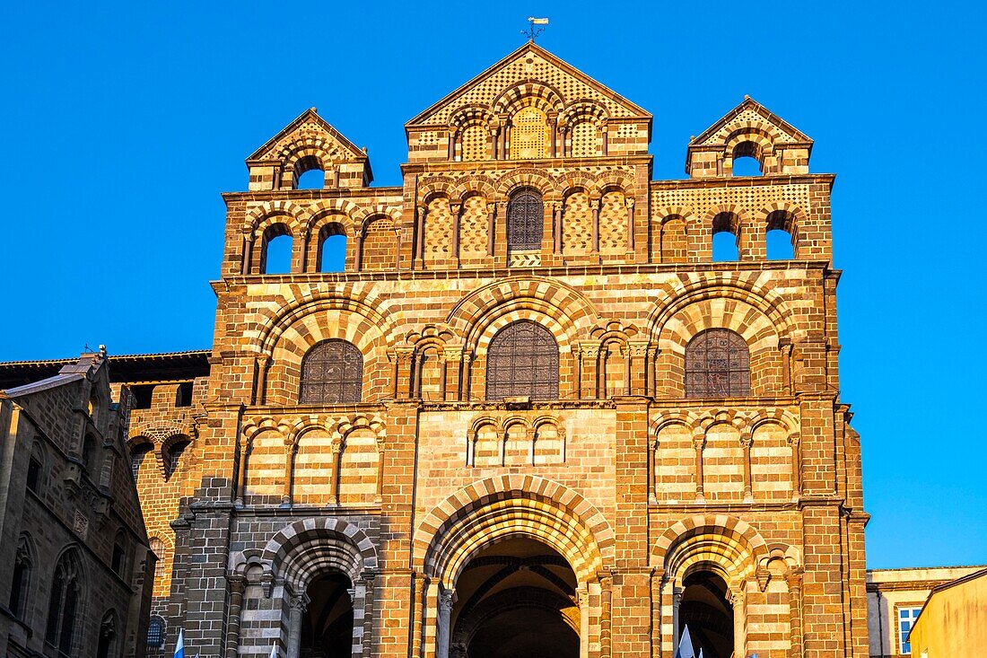 France, Haute-Loire, Le Puy-en-Velay, starting-point of Via Podiensis, one of the French pilgrim routes to Santiago de Compostela, Cathedral of Our Lady of the Annunciation\n