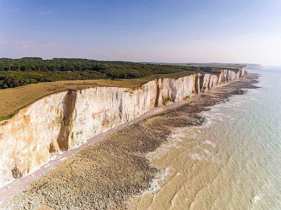 France, Somme, Somme Bay, between the Bois de Cise and Mers les Bains, the Picardy cliffs (aerial view)\n