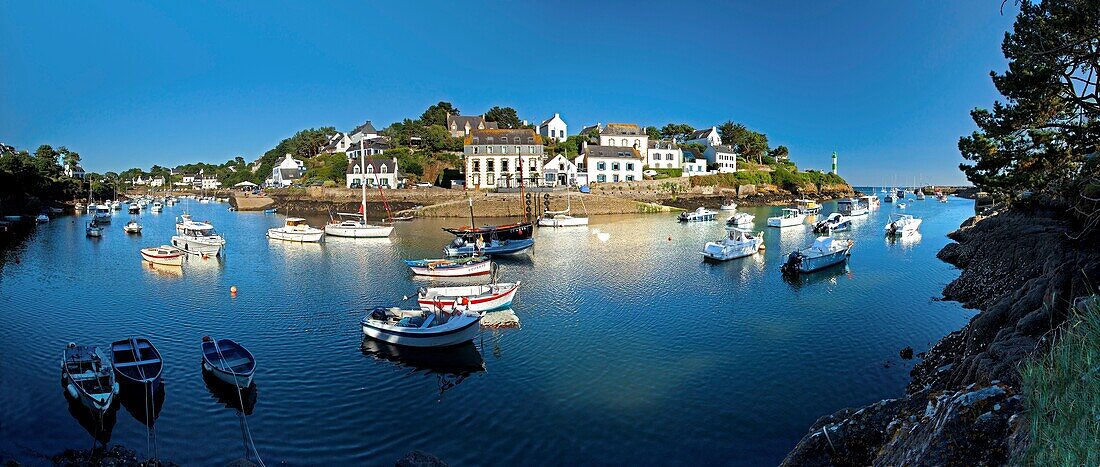 Frankreich, Finistere, Clohars Carnoët, Doëlan, kleiner typischer Hafen von Süd-Finistere