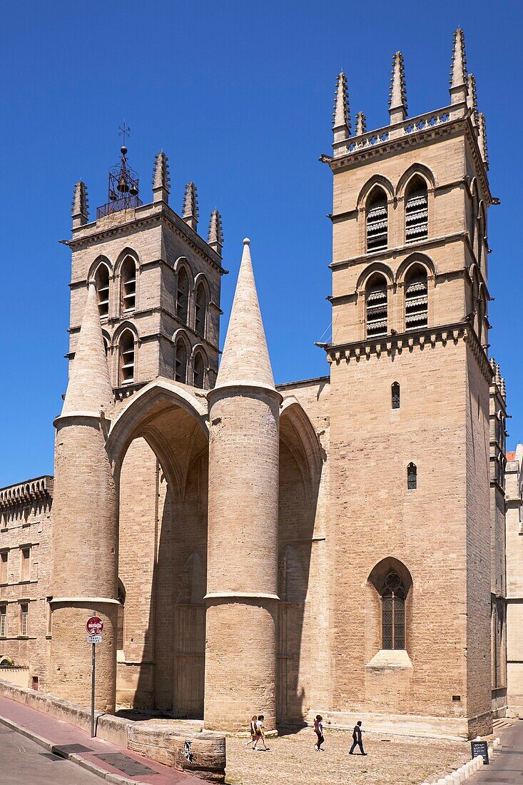 Frankreich, Herault, Montpellier, historisches Zentrum, der Ecusson, die Kathedrale Saint Pierre, die Türme Urbain V. und St. Benoit