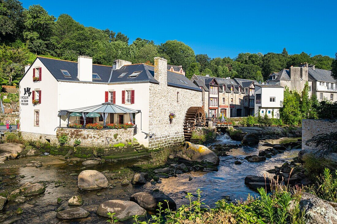 France, Finistere, Pont-Aven, the banks of Aven river, Moulin du Grand Poulguin restaurant\n